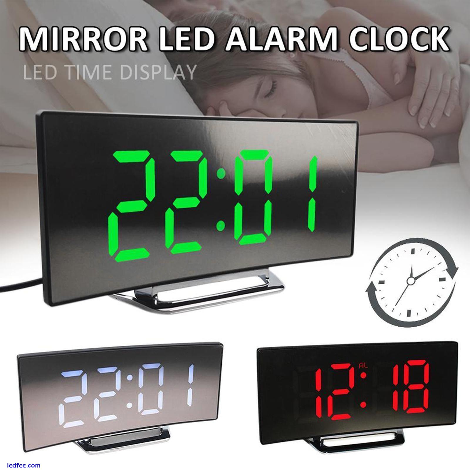 Digital Alarm Clock Mirror LED Alarm Clock Night Light New USB Charging N2Q2 1 