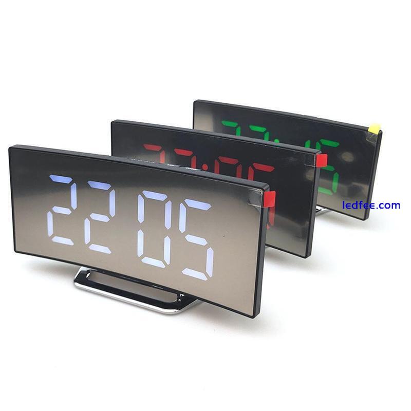 Digital Alarm Clock Mirror LED Alarm Clock Night Light New USB Charging N2Q2 4 