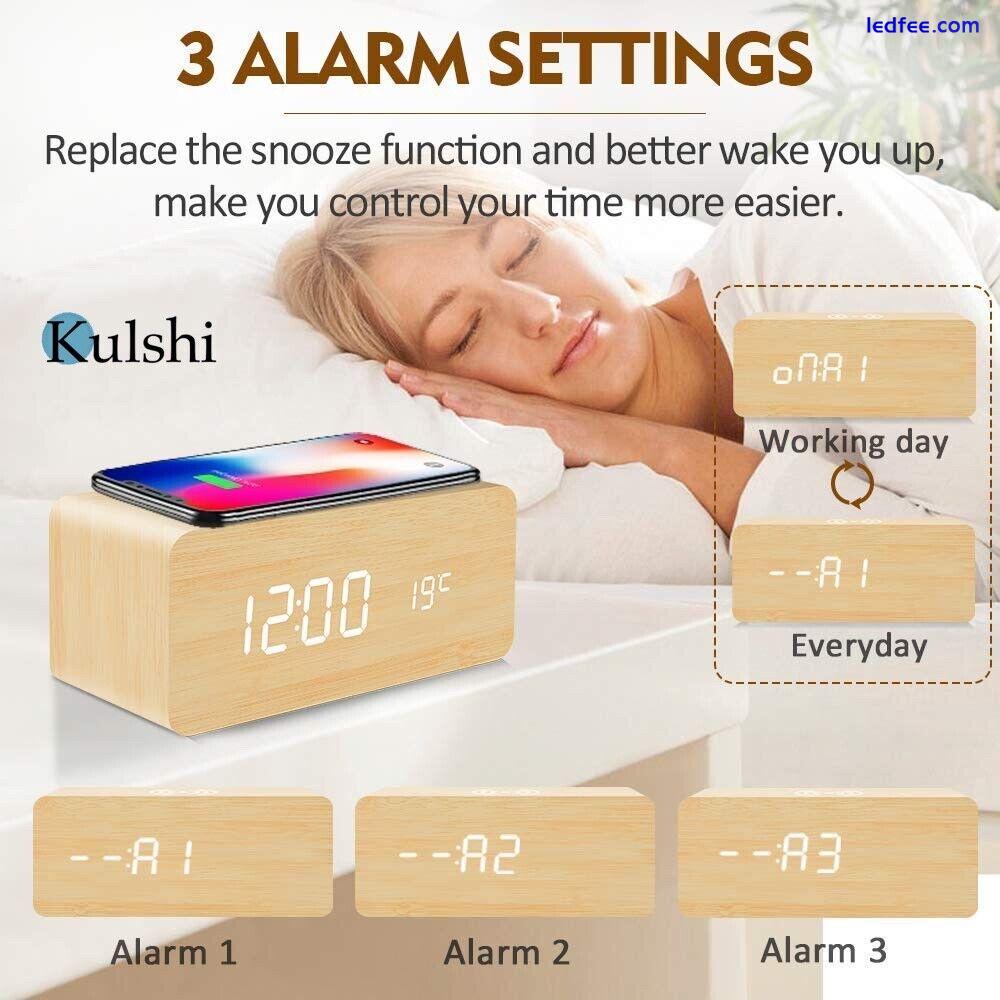 Kulshi Alarm Clock with Wireless Phone Charger 5 