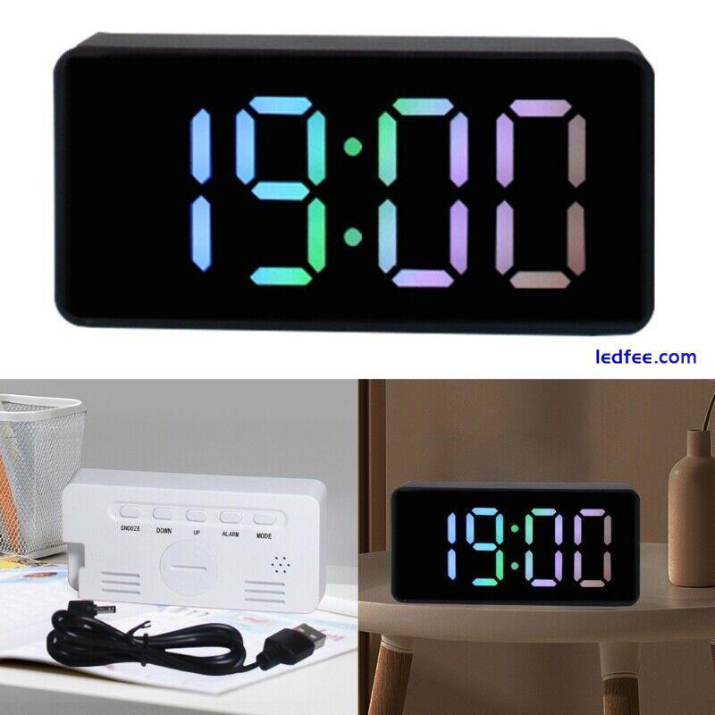 Modern LED Alarm Clock USB Digital Electronic Clocks with Snooze Auto Dim 0 