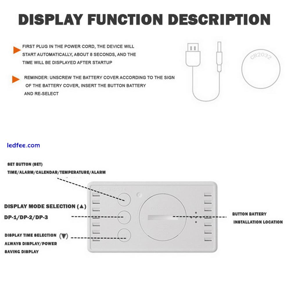 LED Mirror Alarm Clock Multifunctional Mini Electronic Alarm Clock For Bedroo GU 1 