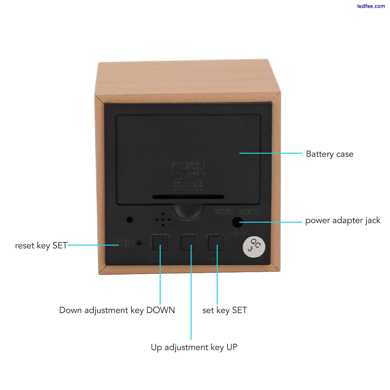 LED Wood Clock Multifunctional Large Display 3 Brightness Eye Por HPT 0 