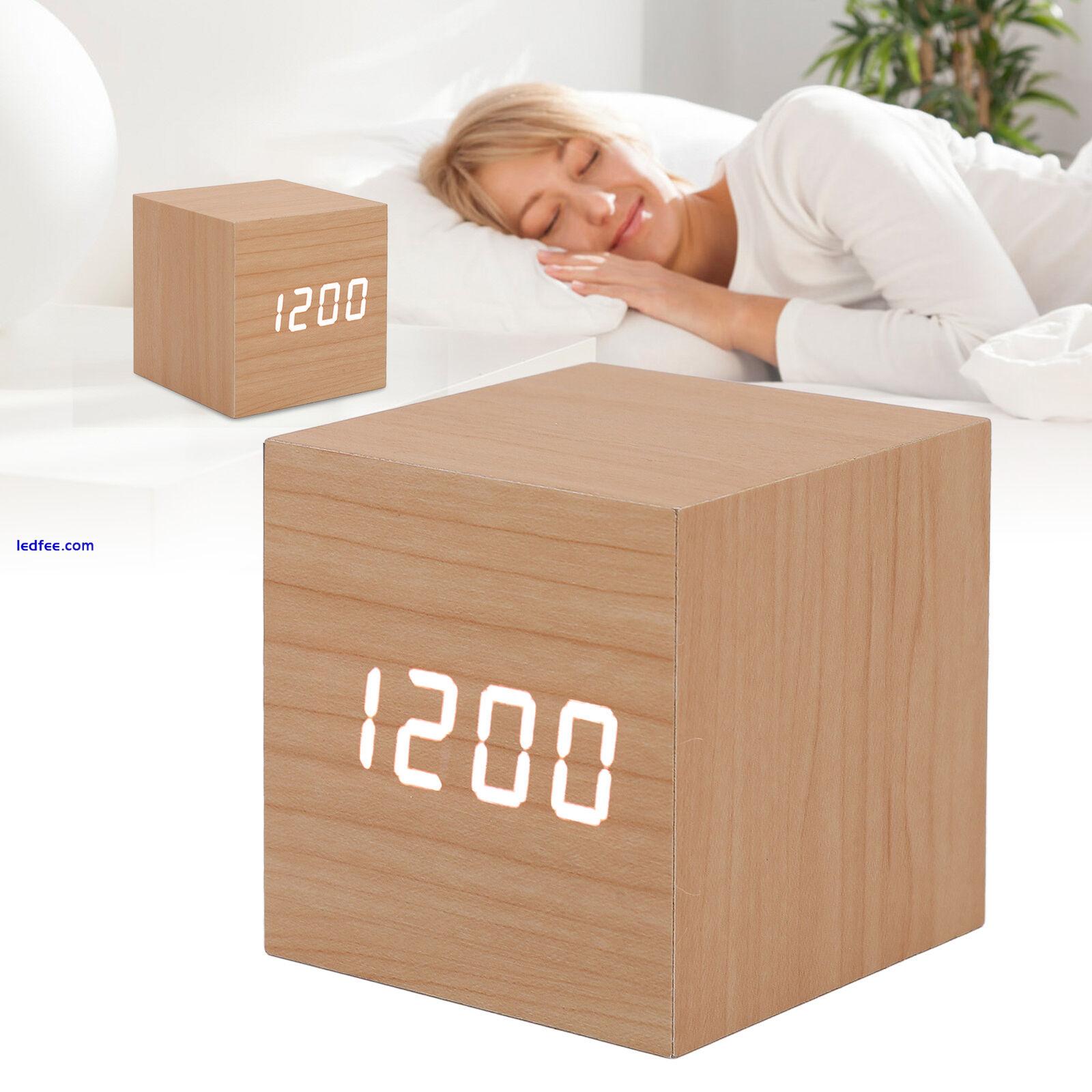 LED Wood Clock Multifunctional Large Display 3 Brightness Eye Por HPT 1 