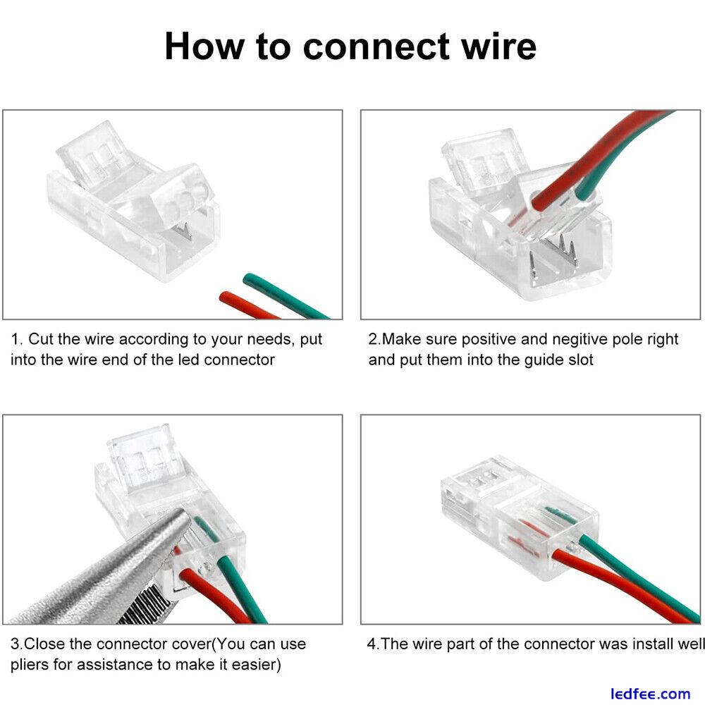 WIRE TO STRIP CONNECTOR CLIP LED 8mm 10mm RGBW RGB CCT 2/3/4/5/6Pin PCB ADAPTER 5 