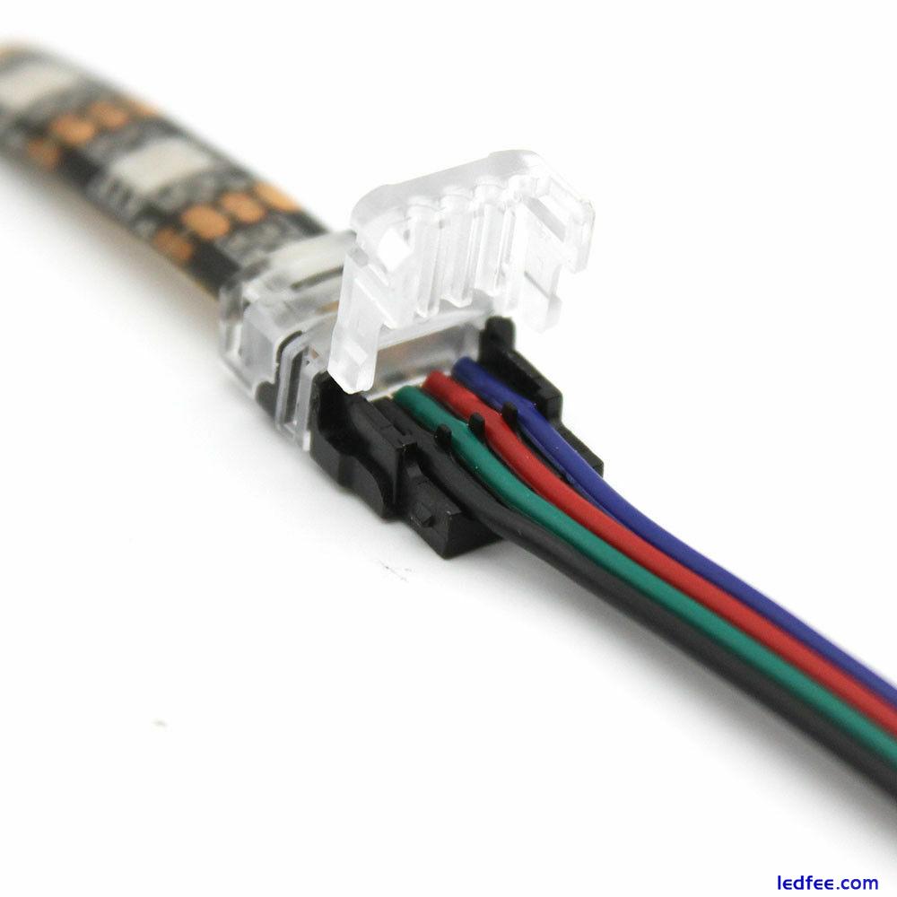 2PIN 4PIN LED STRIP RGB EXTENSION CABLE WIRE ADAPTER CLIP CONNECTOR 8MM 10MM 3 