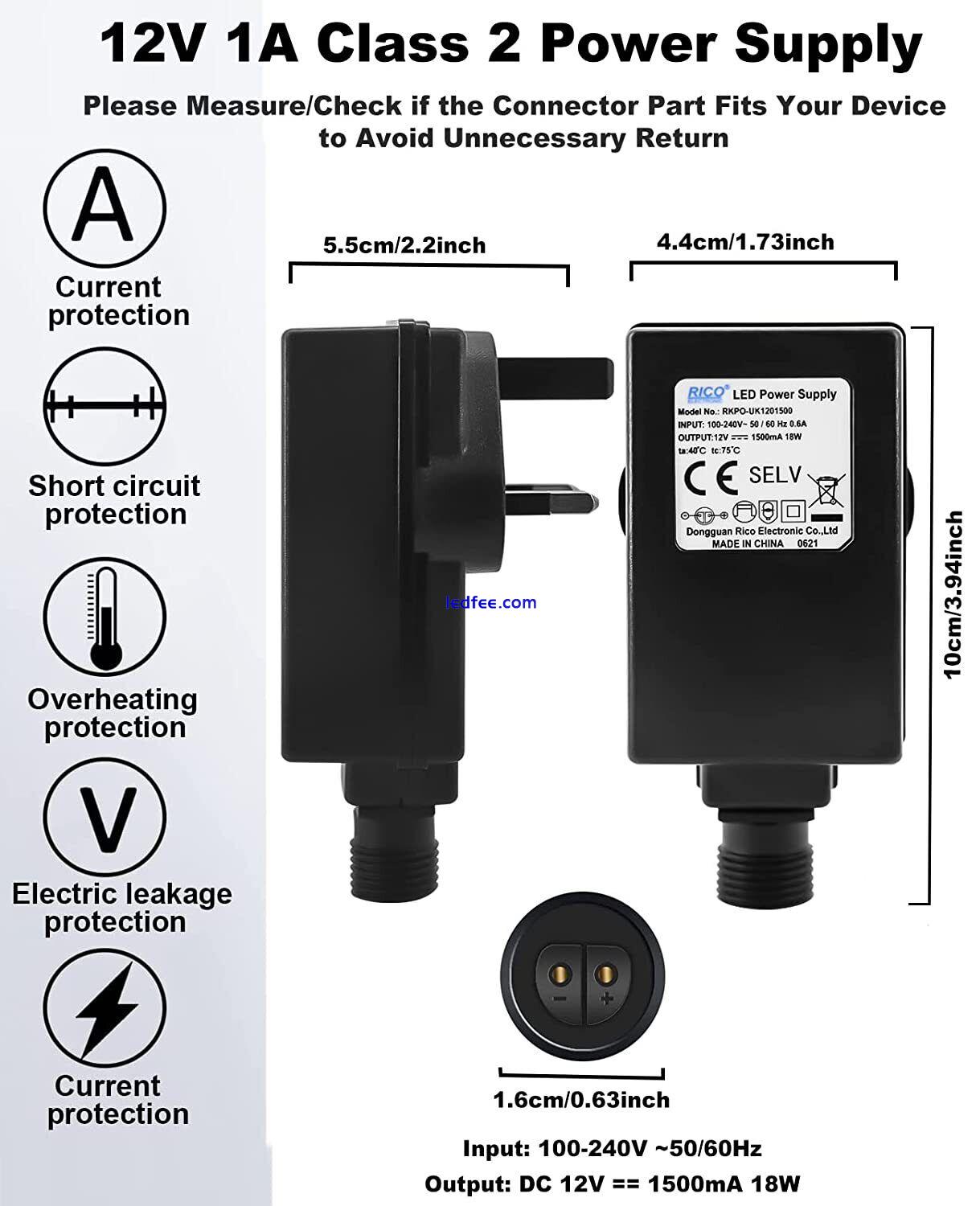 12V 18W Power Supply Adapter Transformer For Christmas LED Fairy Light IP44 Plug 5 