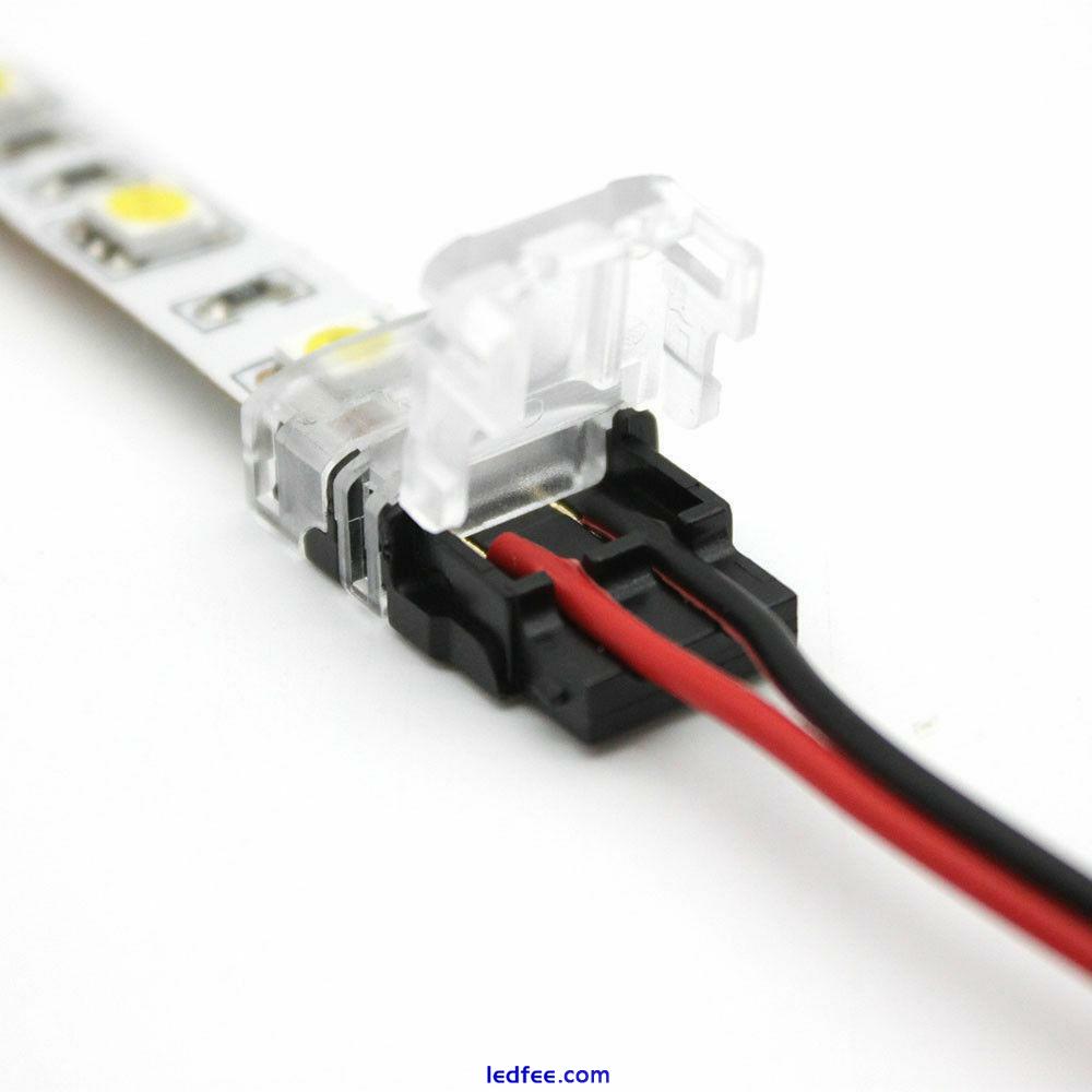 2PIN 8/10MM CONNECTORS CLIP WIRE DC PCB ADAPTER EXTENSION LED STRIP 3528 5050 UK 4 