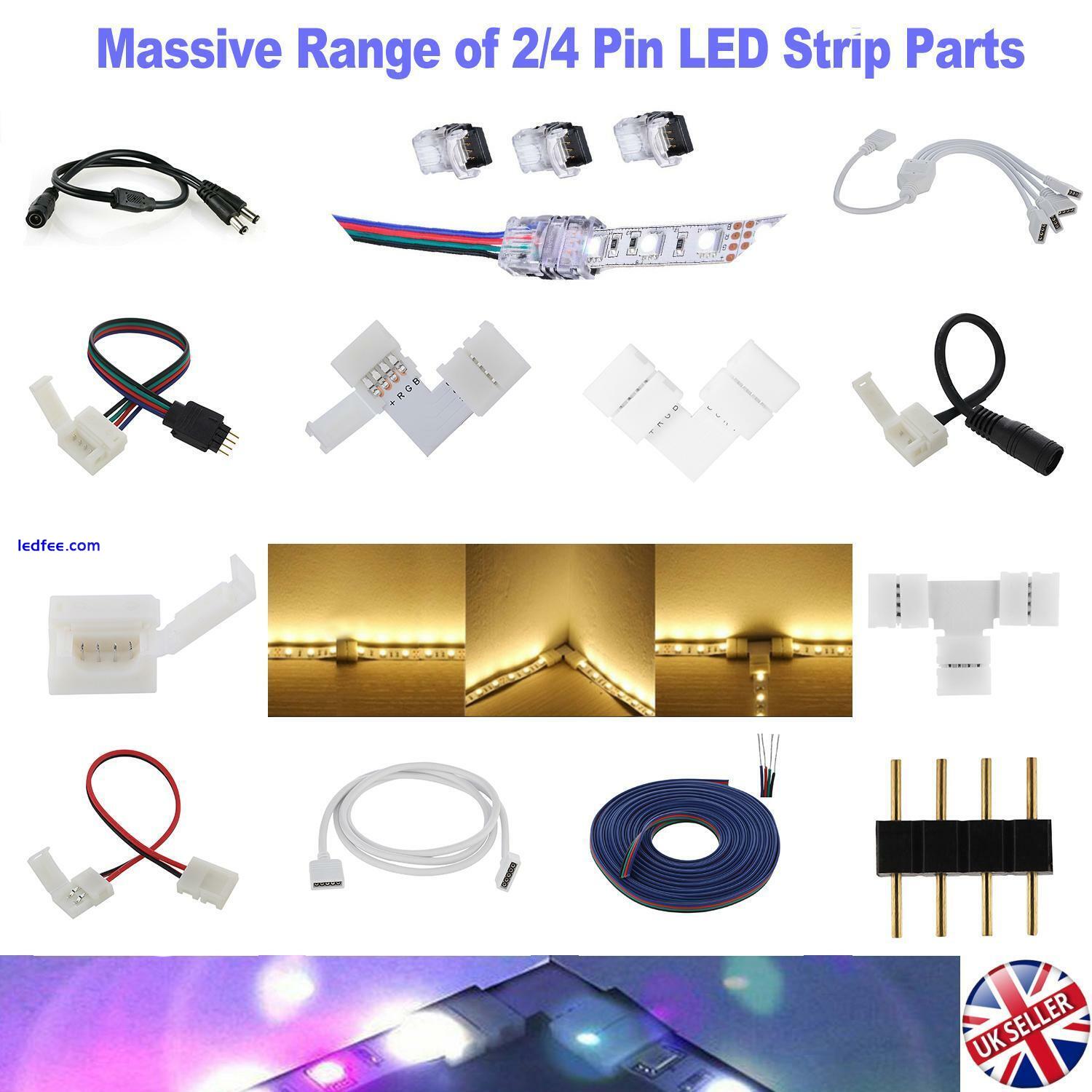 2/4Pin Straight L T Clip Extension Wire Cable Hippo Adapter Connector LED Strip 0 