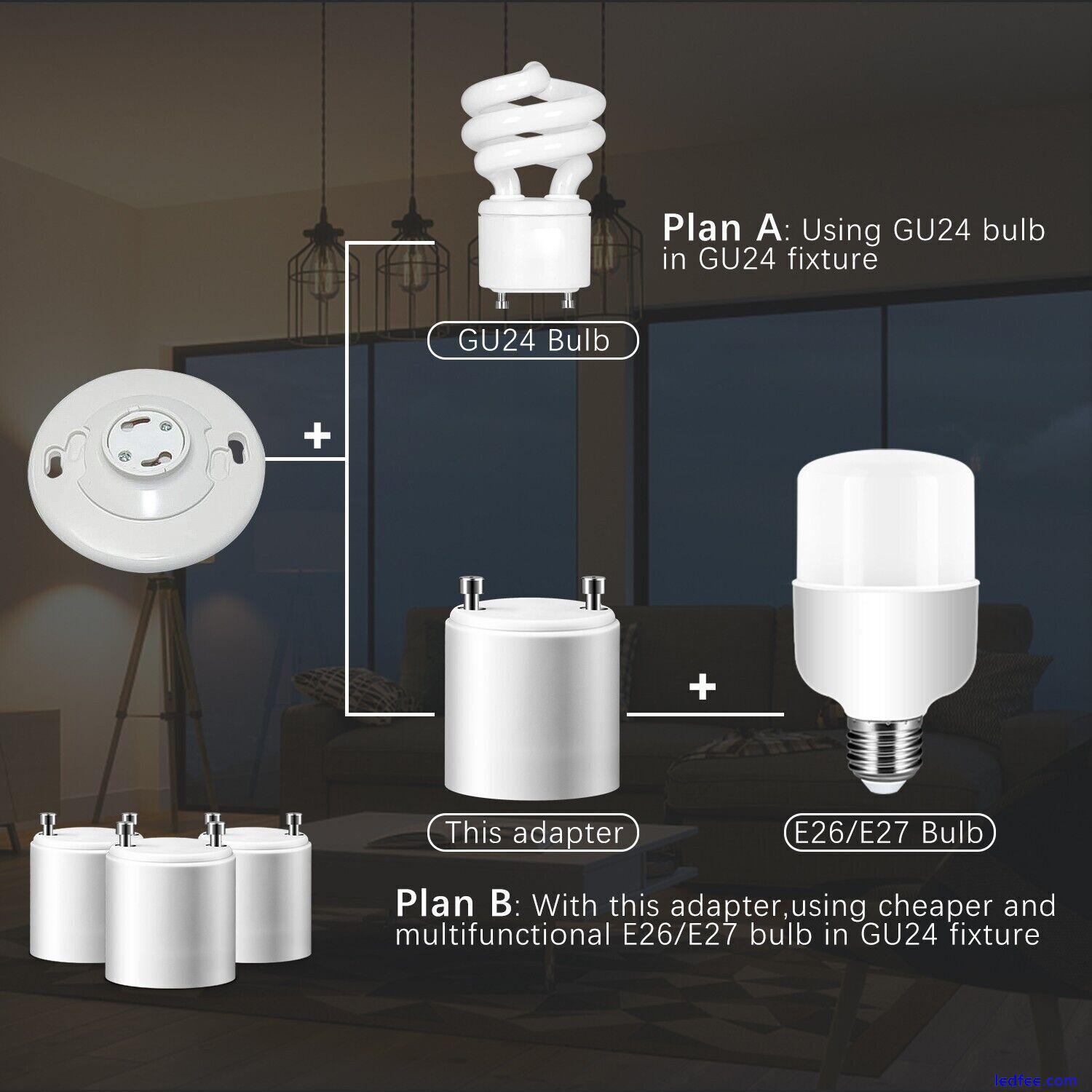 GU24 To E27 /E26 Screw LED Light Lamp Bulb Base Adapter Socket Converter Adaptor 3 