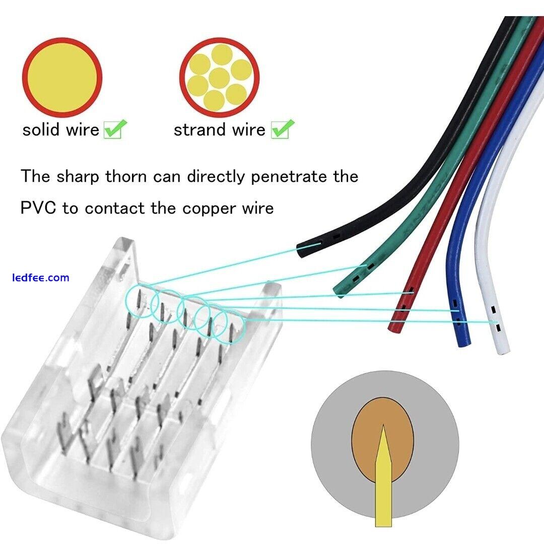 10pcs LED Strip Light to Wire Connectors Hippo 5 pin 12V 24V 10mm wide Adapters 2 