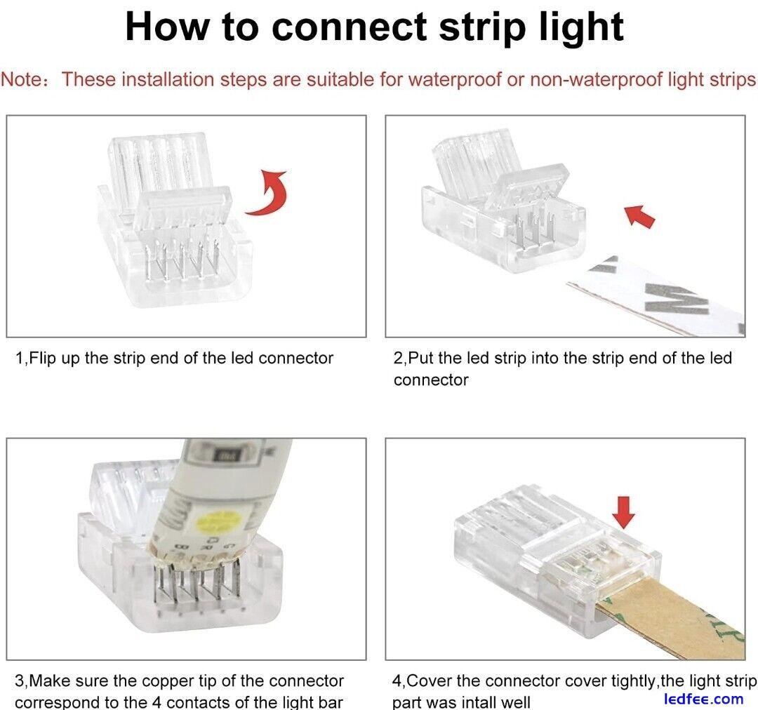 10pcs LED Strip Light to Wire Connectors Hippo 5 pin 12V 24V 10mm wide Adapters 3 