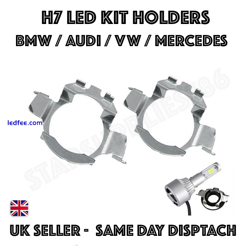 H7 LED CONVERSION KIT BULB HOLDERS ADAPTERS AUDI MERCEDES BMW VW SKODA VAUXHALL  1 