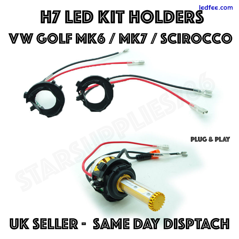 H7 LED CONVERSION KIT BULB HOLDERS ADAPTERS AUDI MERCEDES BMW VW SKODA VAUXHALL  4 