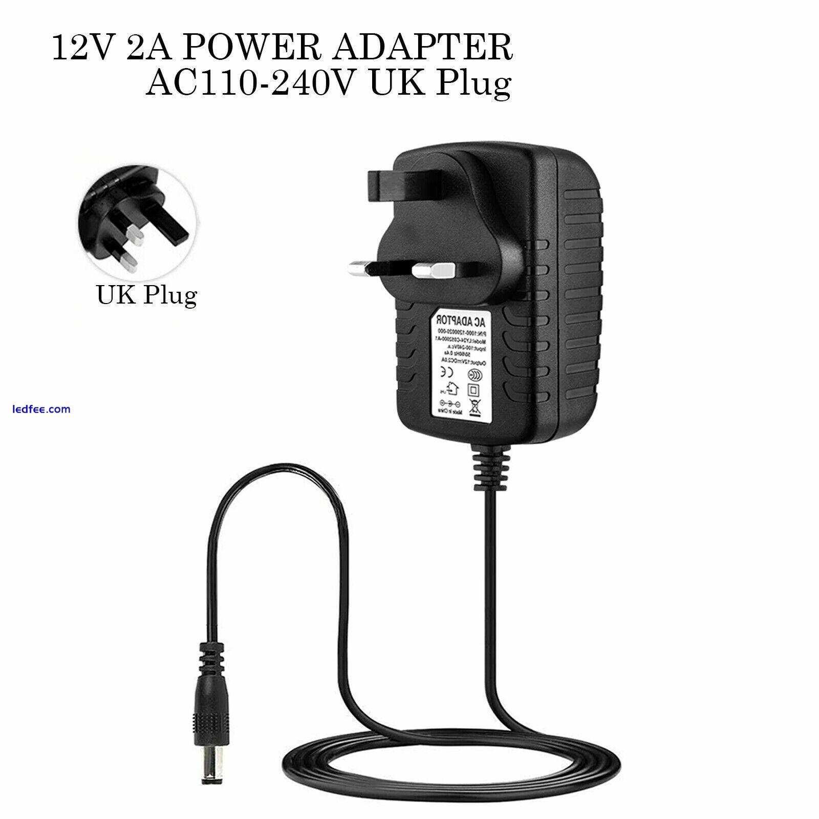 UK Power Supply Safety Adapter 1A 2A 12V AC/DC Charger For LED Strip CCTV Camera 2 