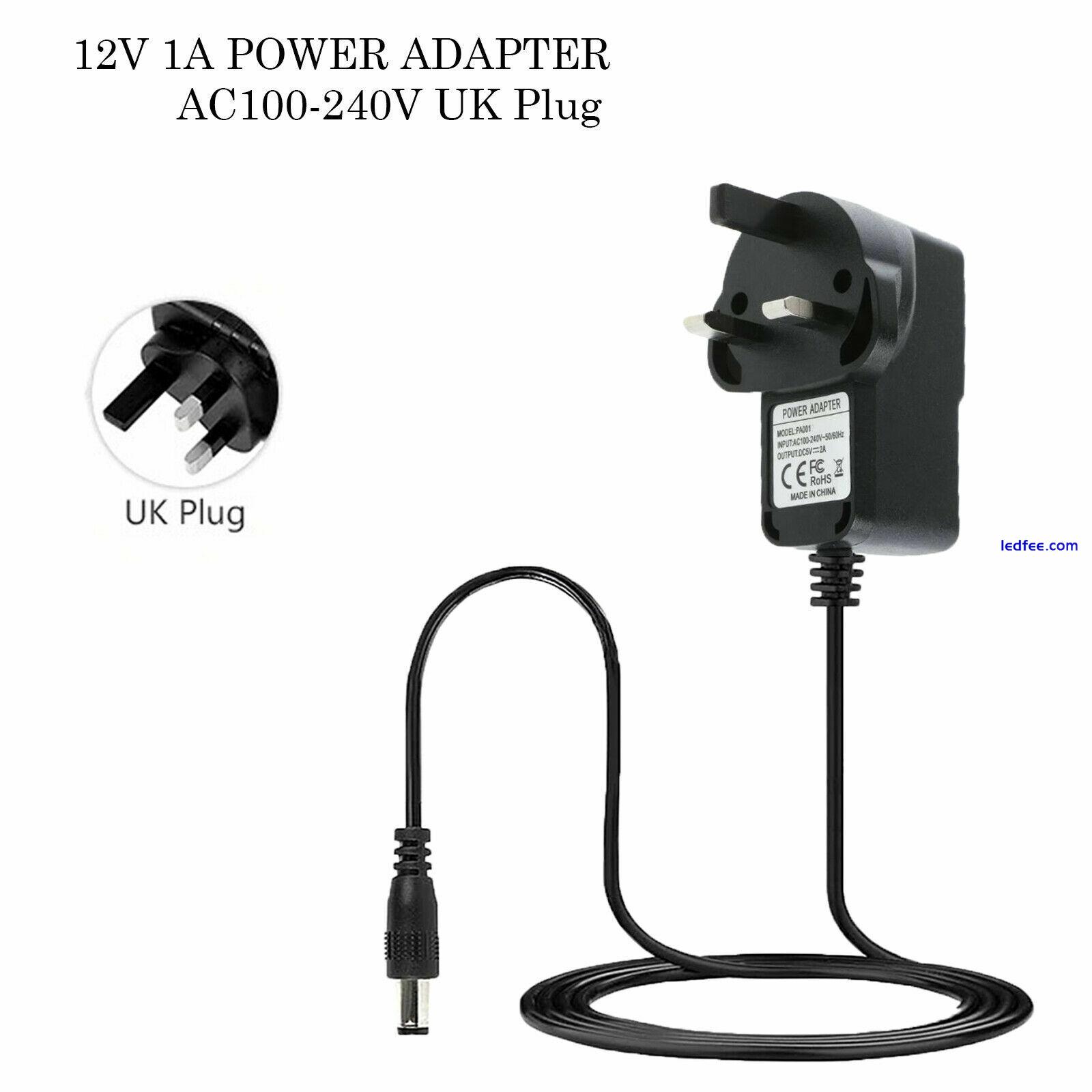 UK Power Supply Safety Adapter 1A 2A 12V AC/DC Charger For LED Strip CCTV Camera 0 