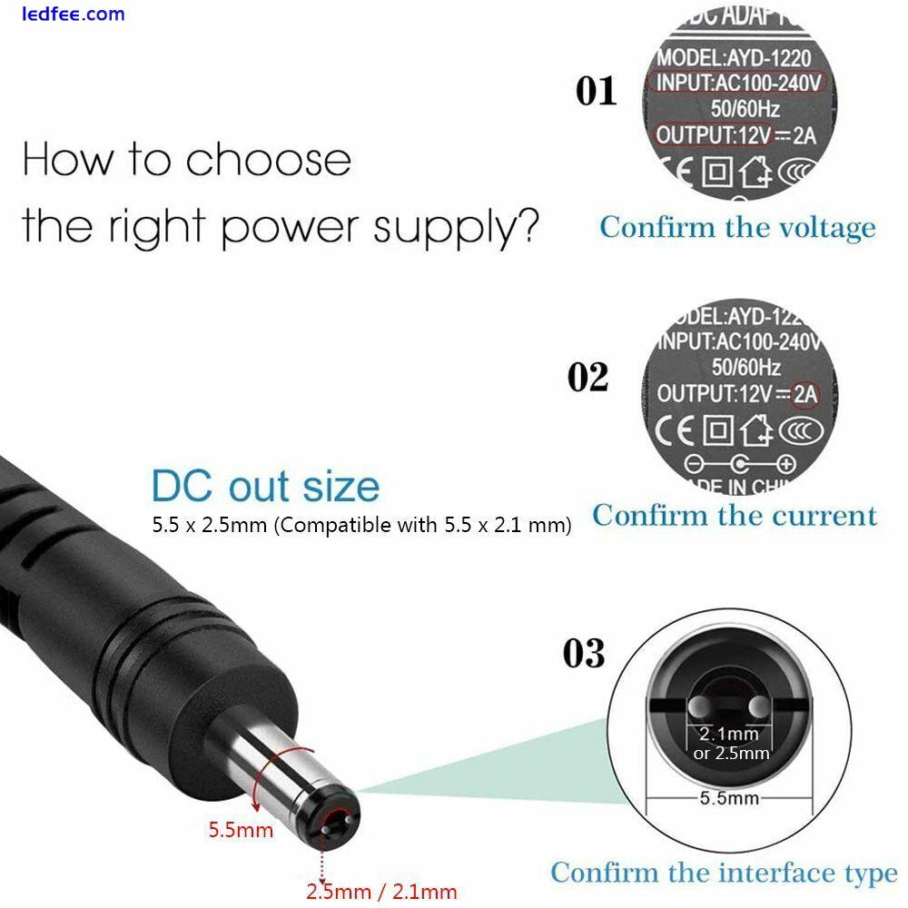 UK Plug AC/DC Adapter Charger Power Supply Mains Transformer 5V 12V 1A 2A 3A 3 