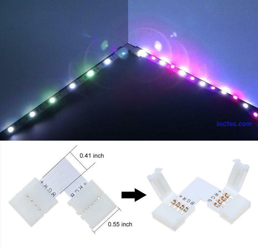 5050 3528 LED Strip Light Corner Connectors RGB L Shape Adapters 90 Degree Joint 4 