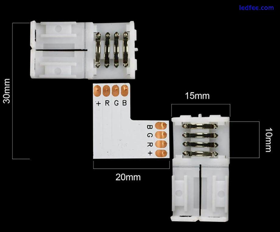 5x Eckverbinder RGB LED Strips 90° Winkel L Form Schnell Verbinder Adapter 4 Pin 1 