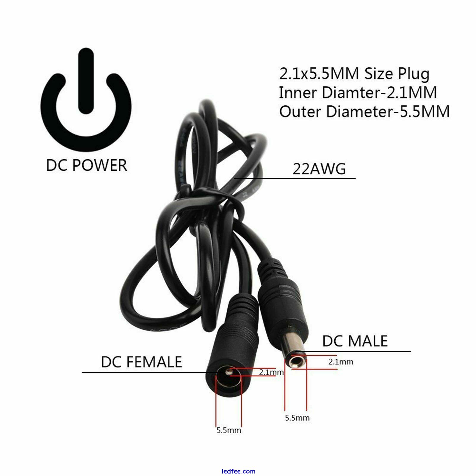 DC Power Supply Extension Cable 12V for CCTV Camera/DVR/PSU - LED Strips Lead UK 3 