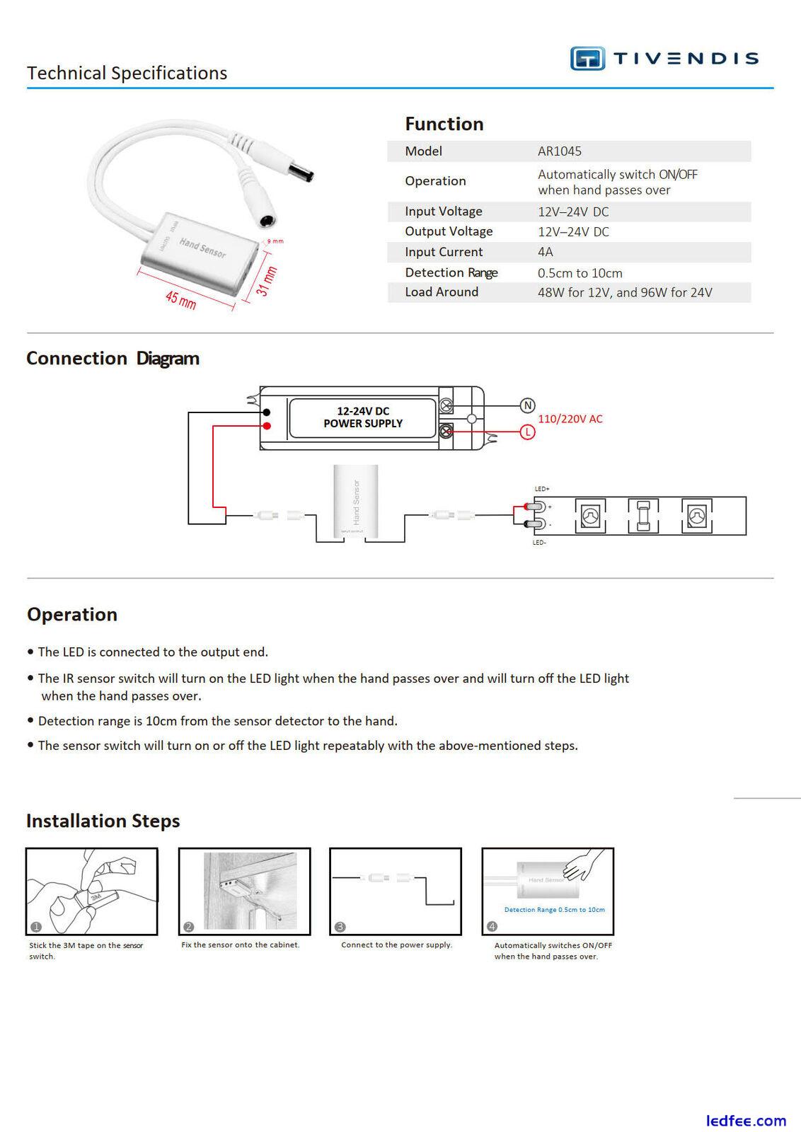 LED Infrarot (IR) Handsensor-Schalter im Aluminium Gehäuse 4 