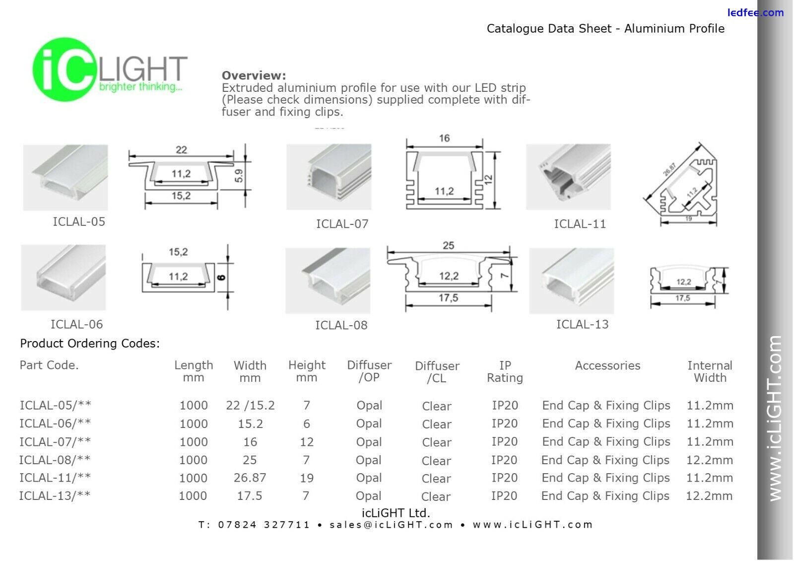 Premium AL13 LED Aluminium Extrusion (1mtr) with Opal Diffuser. (Qty of 10) 0 