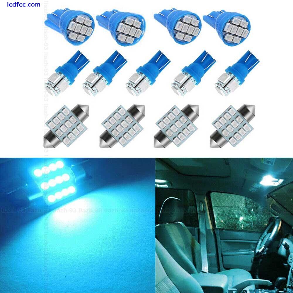 13Pcs Car Blue Interior LED Lights Dome Map License Plate Lamp Kit Accessories 3 