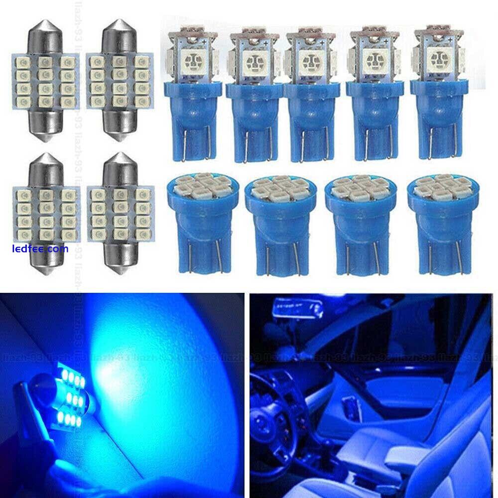 13Pcs Car Blue Interior LED Lights Dome Map License Plate Lamp Kit Accessories 2 