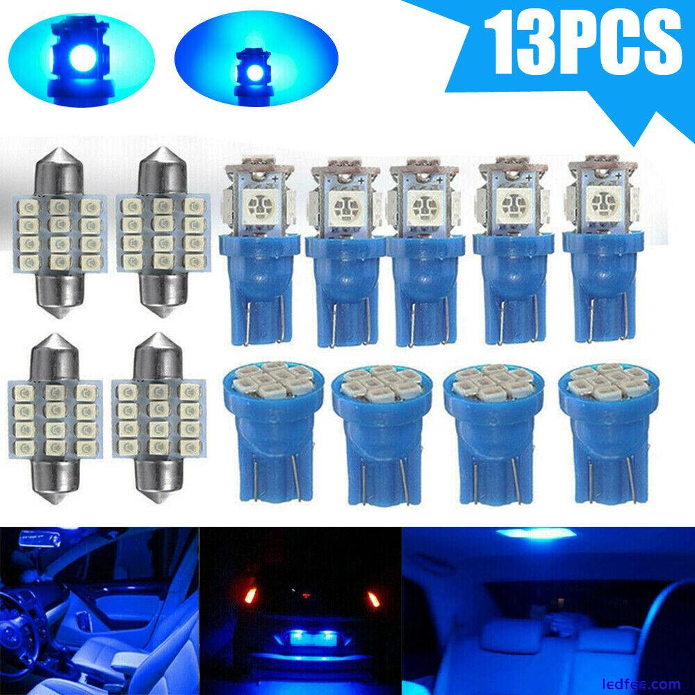 13Pcs Car Blue Interior LED Lights Dome Map License Plate Lamp Kit Accessories 4 