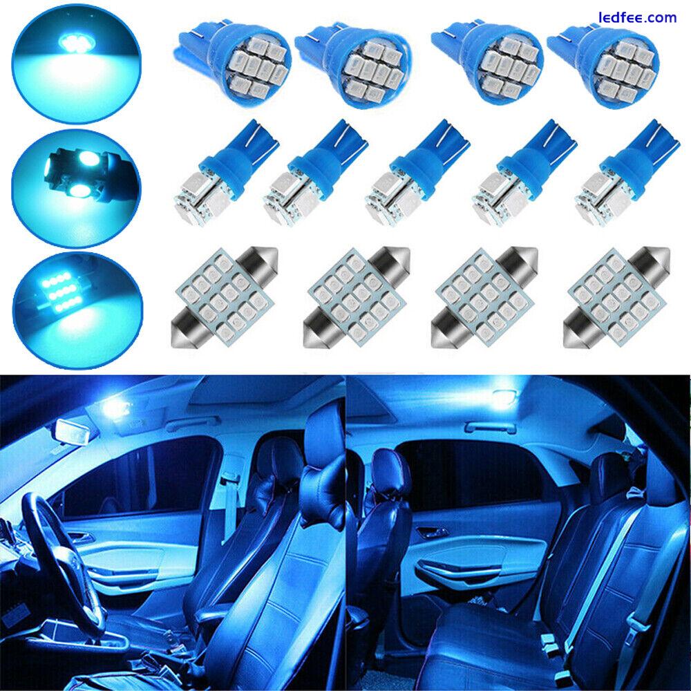 13Pcs Car Blue Interior LED Lights Dome Map License Plate Lamp Kit Accessories 1 