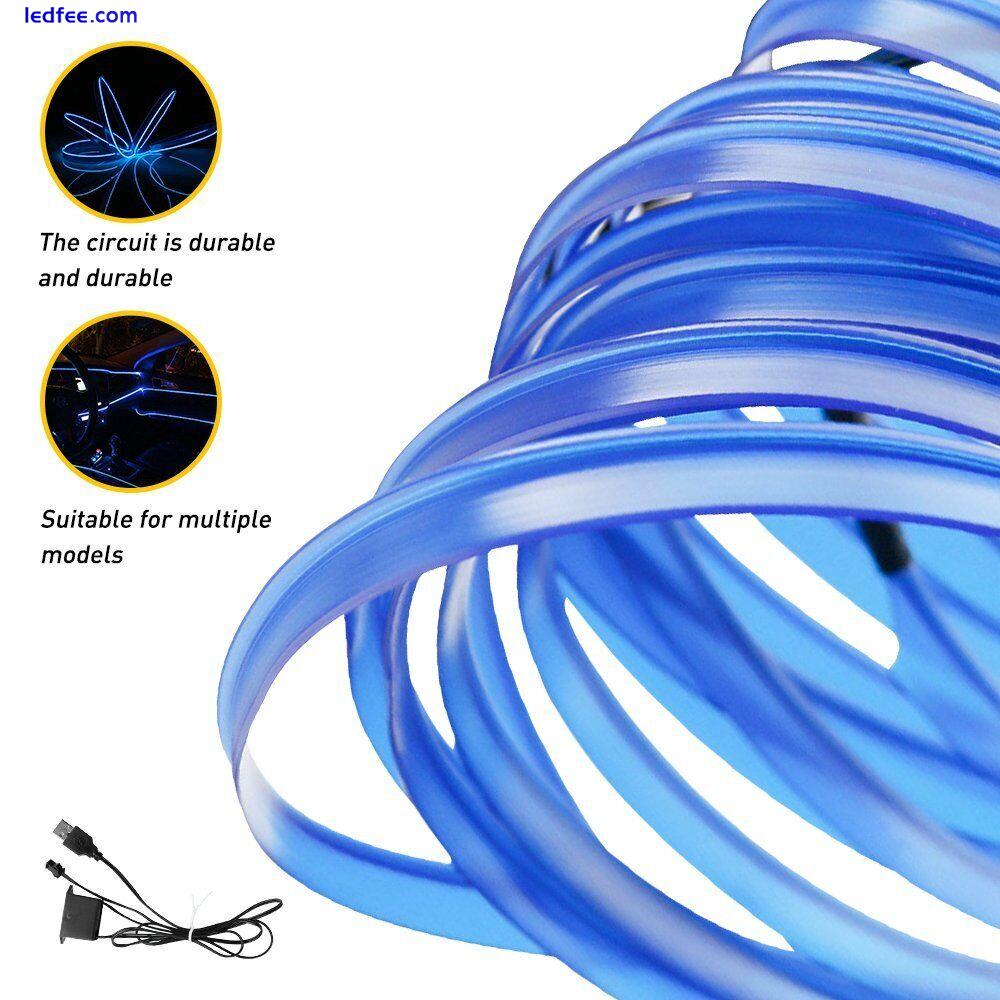 LED Auto Car Accessories Interior Decor Atmosphere Wire Strip Light USB Blue 5m 3 