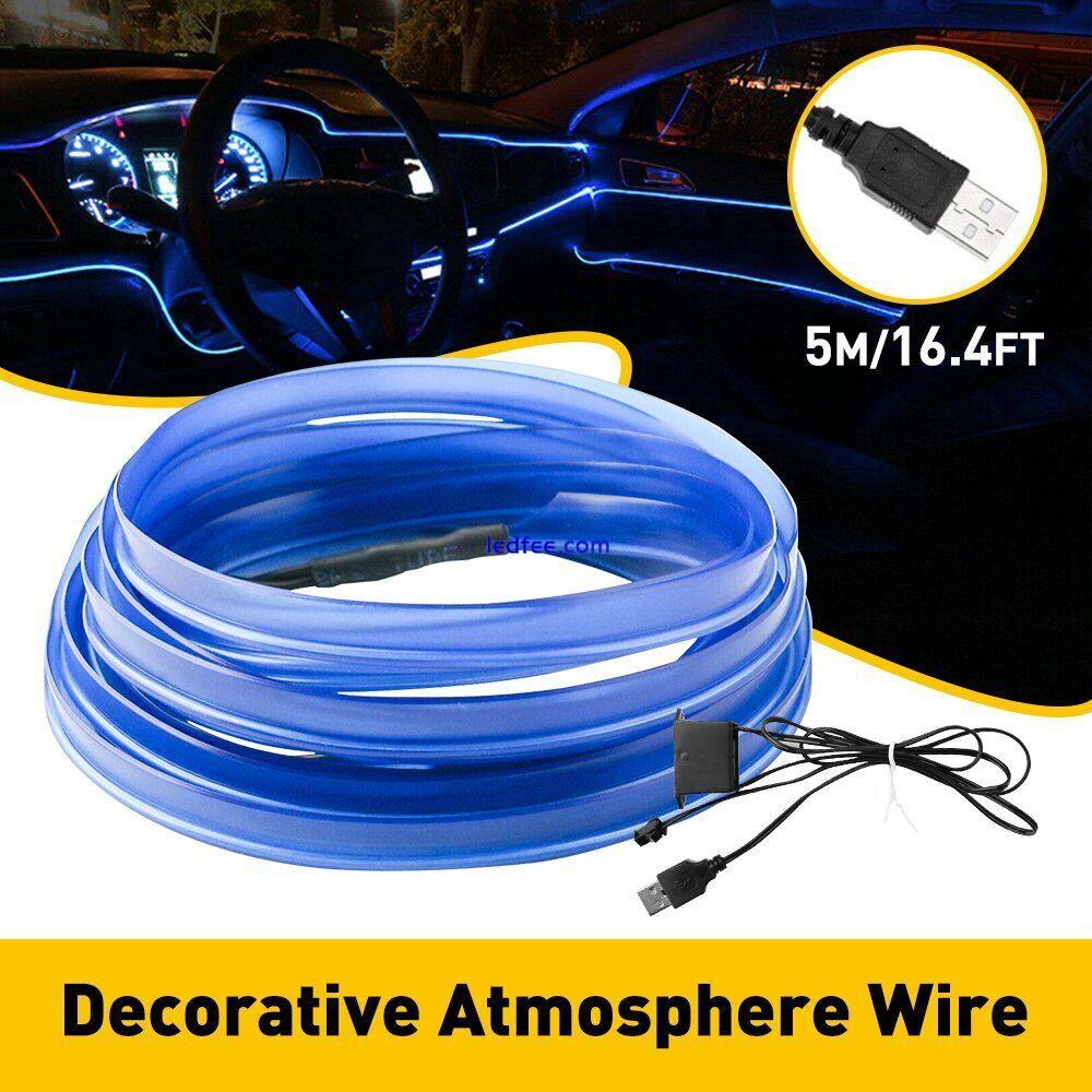 LED Auto Car Accessories Interior Decor Atmosphere Wire Strip Light USB Blue 5m 2 