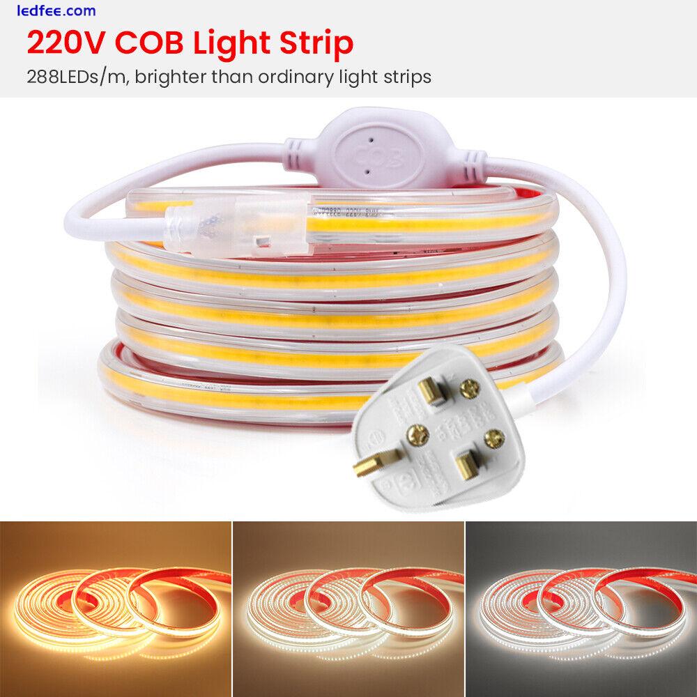 COB  LED Strip Lights 220V High Density Rope Kitchen Cabinet Lamp Self-adhesive 0 