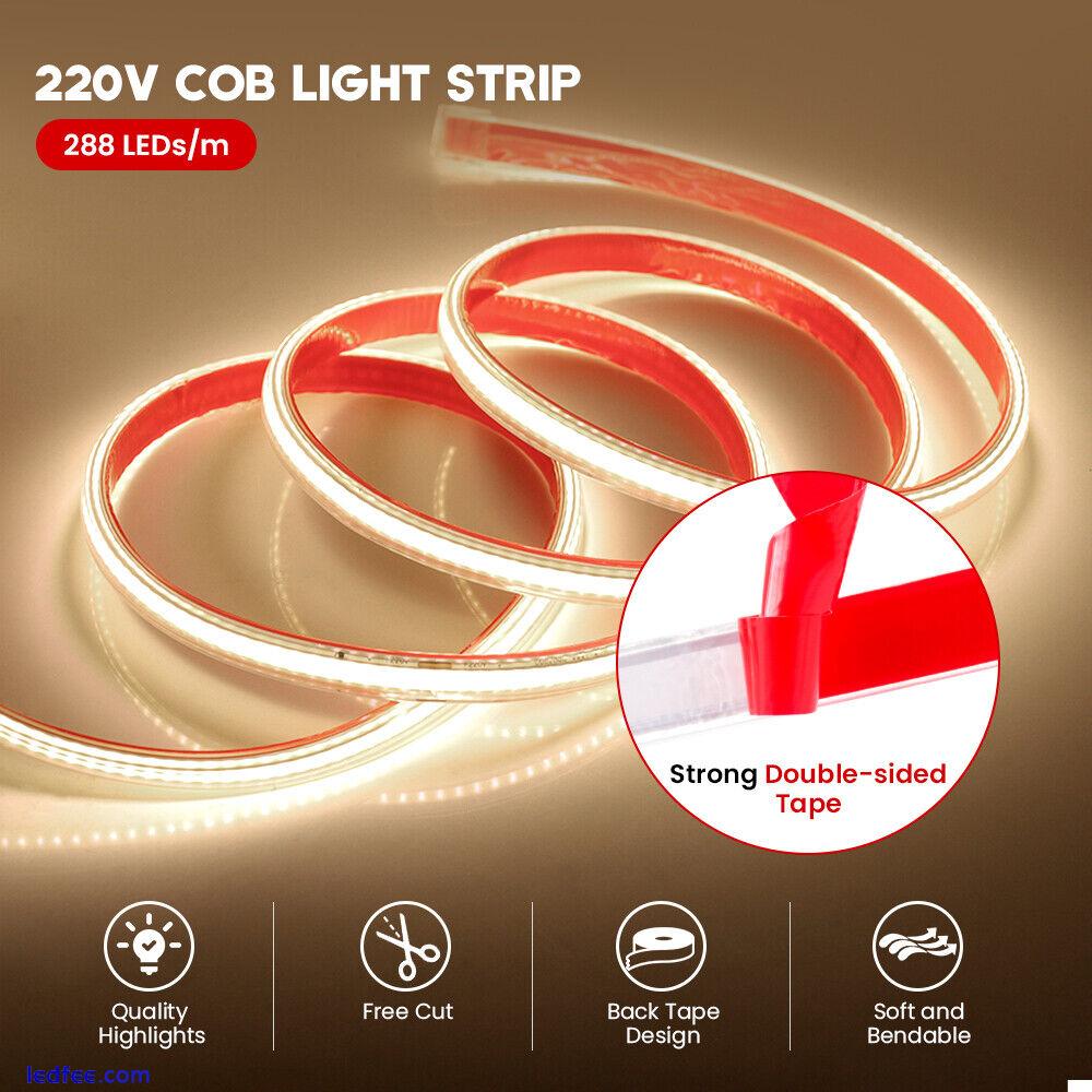 COB  LED Strip Lights 220V High Density Rope Kitchen Cabinet Lamp Self-adhesive 3 