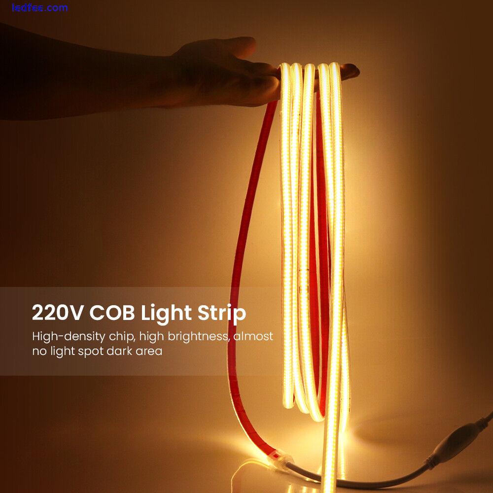 COB  LED Strip Lights 220V High Density Rope Kitchen Cabinet Lamp Self-adhesive 4 