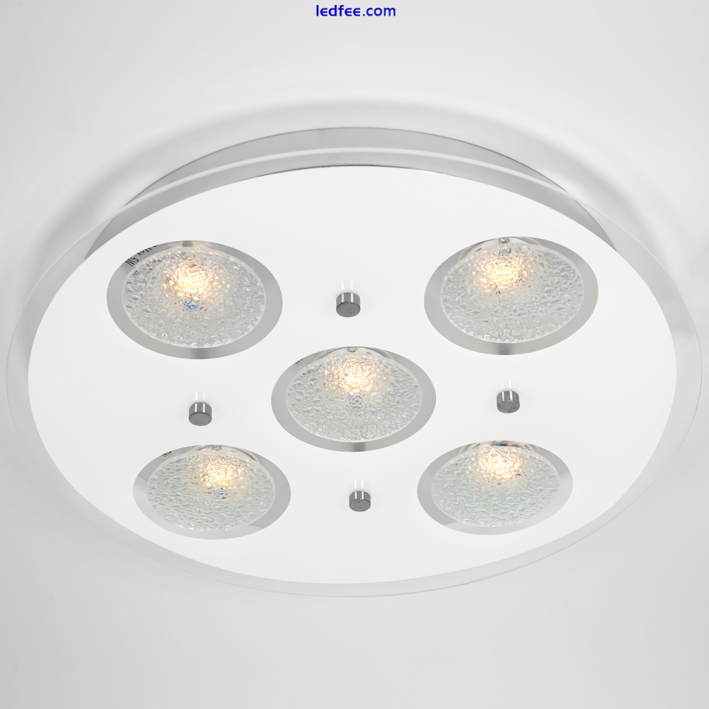 Contemporary Circular LED Bathroom Flush Ceiling Light with Clear/Frosted Gla... 4 