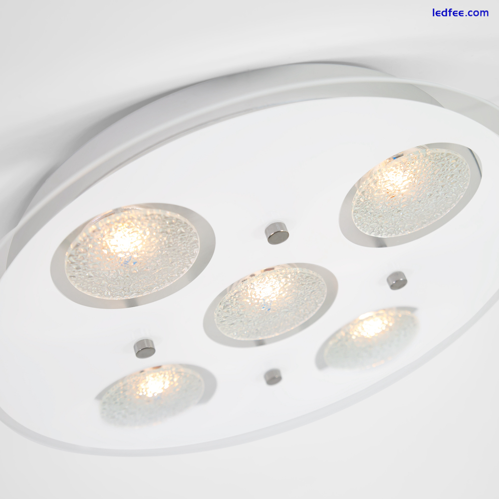 Contemporary Circular LED Bathroom Flush Ceiling Light with Clear/Frosted Gla... 5 