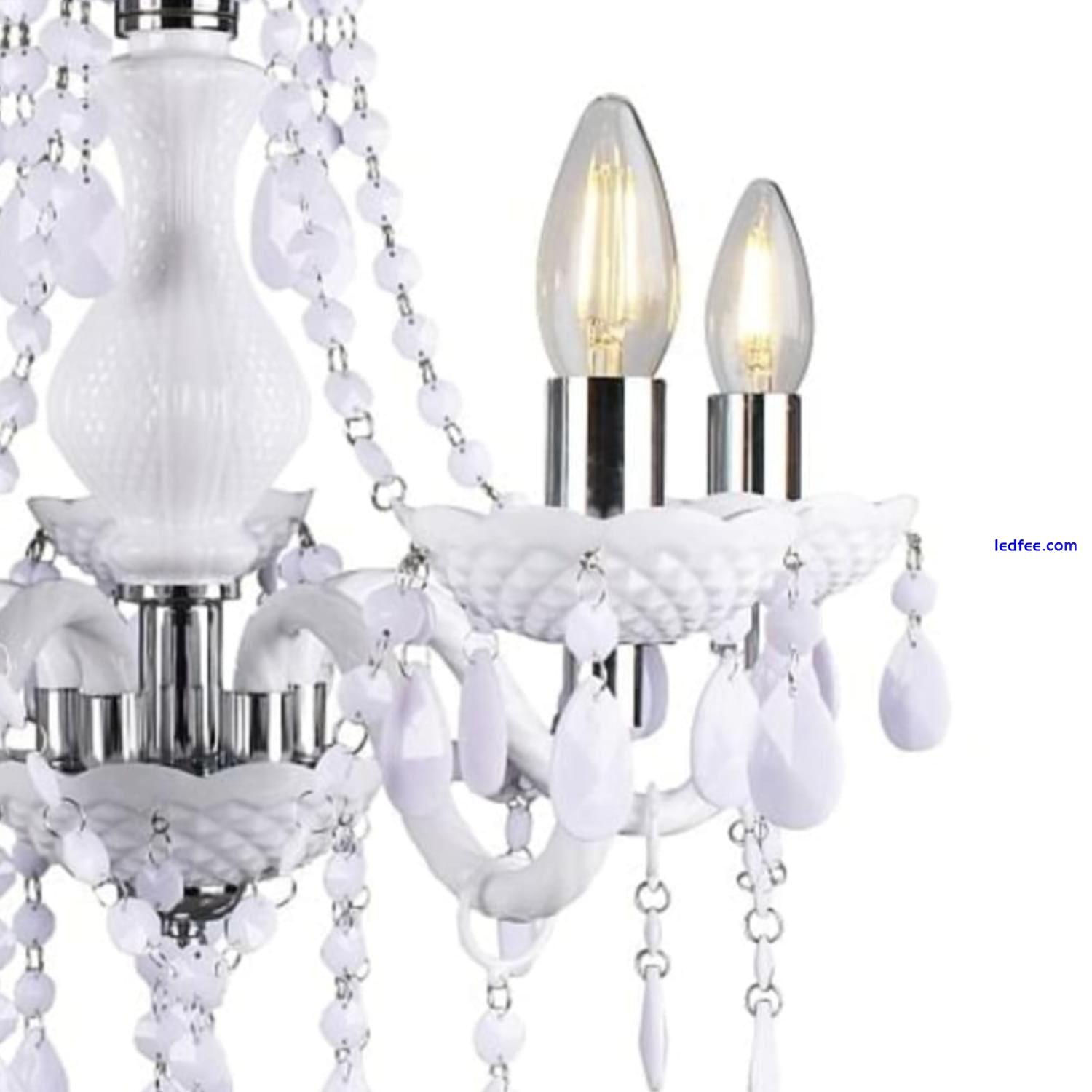 Modern Classic White & Chrome Marie Therese 5 Light Ceiling Pendant Chandelier 3 