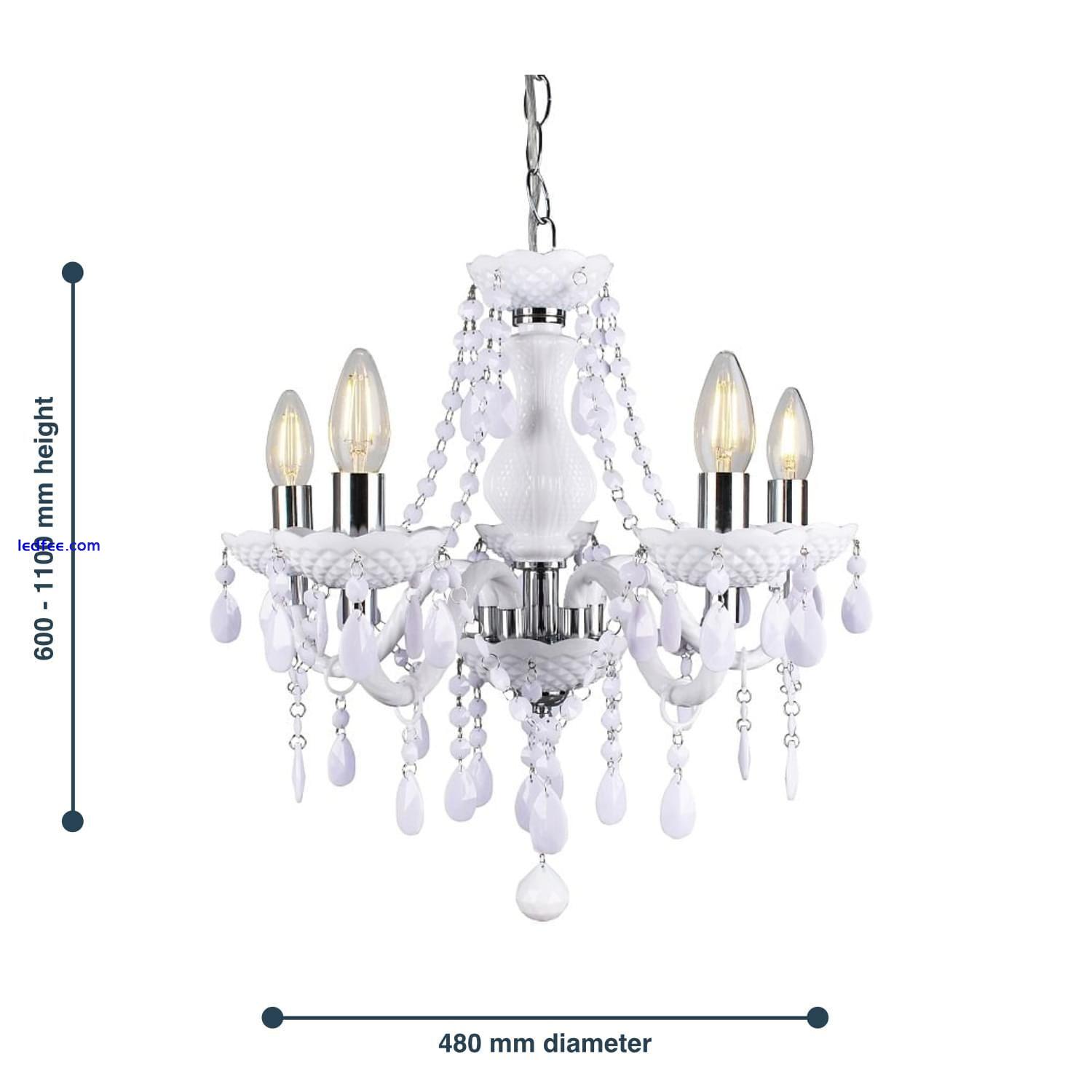 Modern Classic White & Chrome Marie Therese 5 Light Ceiling Pendant Chandelier 2 