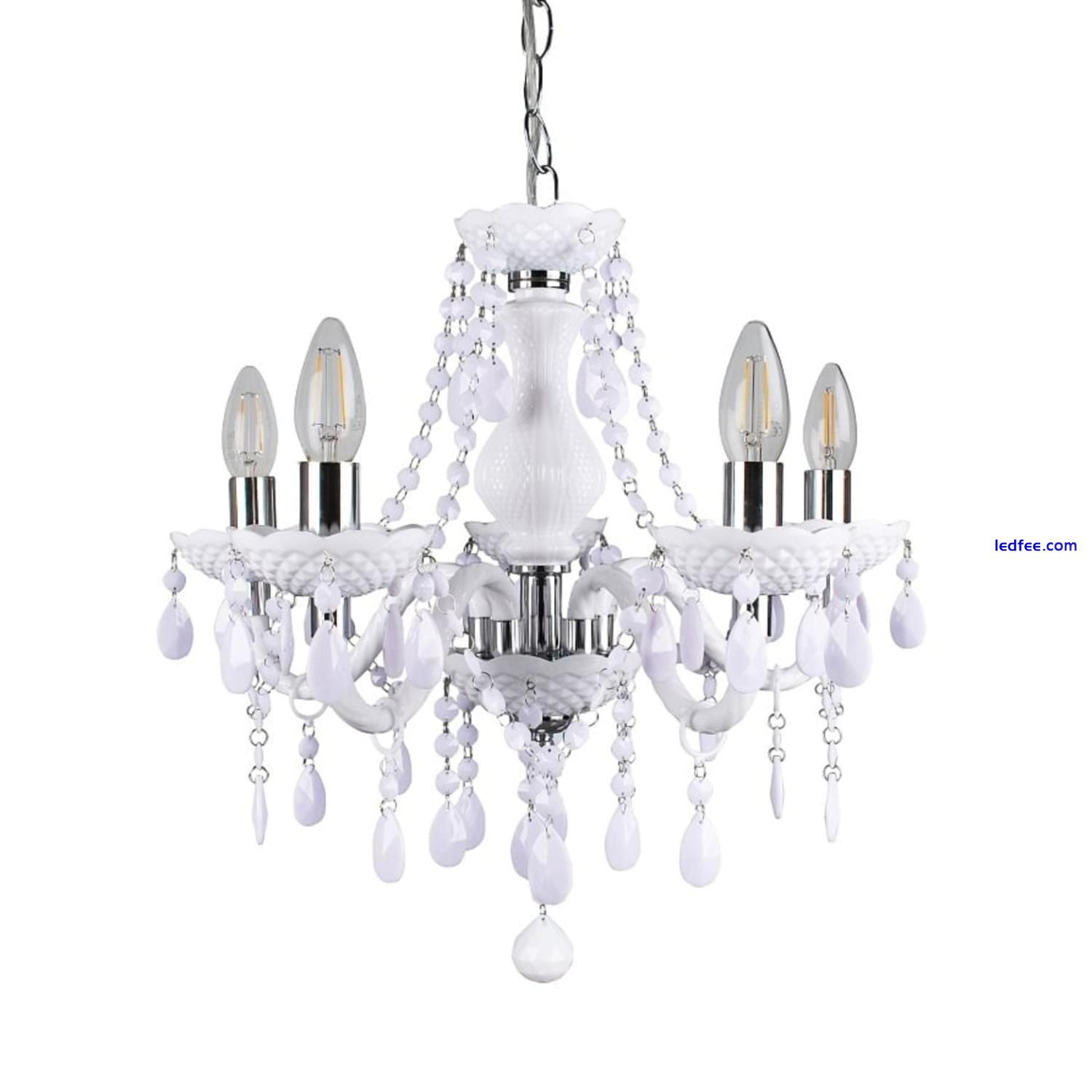 Modern Classic White & Chrome Marie Therese 5 Light Ceiling Pendant Chandelier 0 