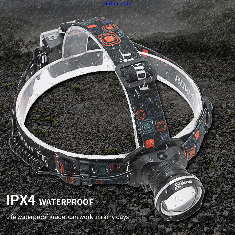 BORUIT LED Zoomable Headlamp Camping Headlight Head Torch Lamp Light Waterproof 5 