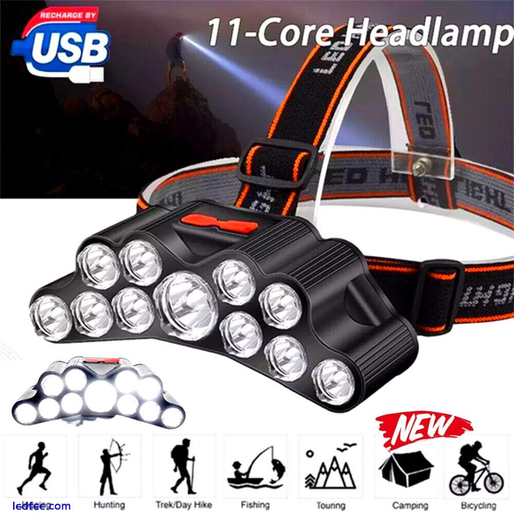 1/5x LED Headlamp Head Torch 900000LM Head Band Camping Hiking USB Rechargeable 2 