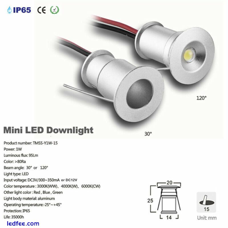 1W Mini LED Cabinet Downlight Recessed Spot light Ceiling Lamp DC12V/3V IP65 1 