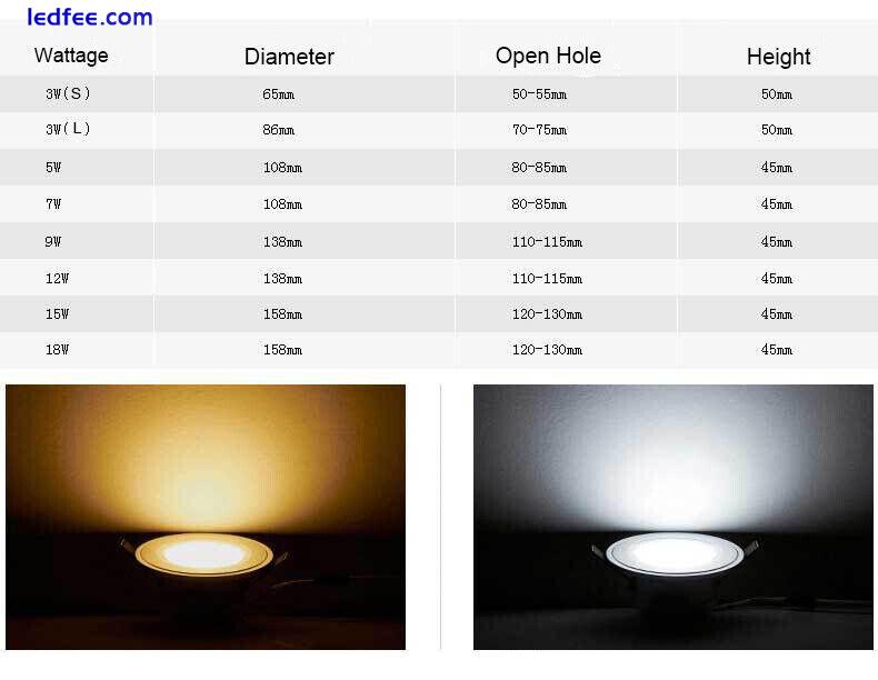 Dimmable 3W 5W 7W 9W 12W 15W 18W LED Downlight Ceiling Light Recessed Spot Lamp  1 