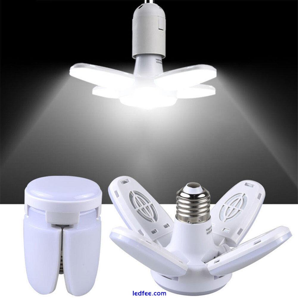 E27 LED Bulb Super Bright Foldable Garage Light Fan Blade Ceiling Light White 0 