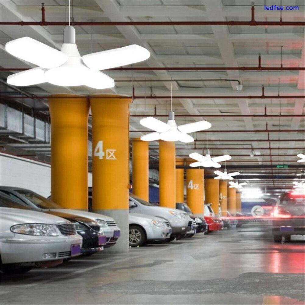 E27 LED Bulb Super Bright Foldable Garage Light Fan Blade Ceiling Light White 1 