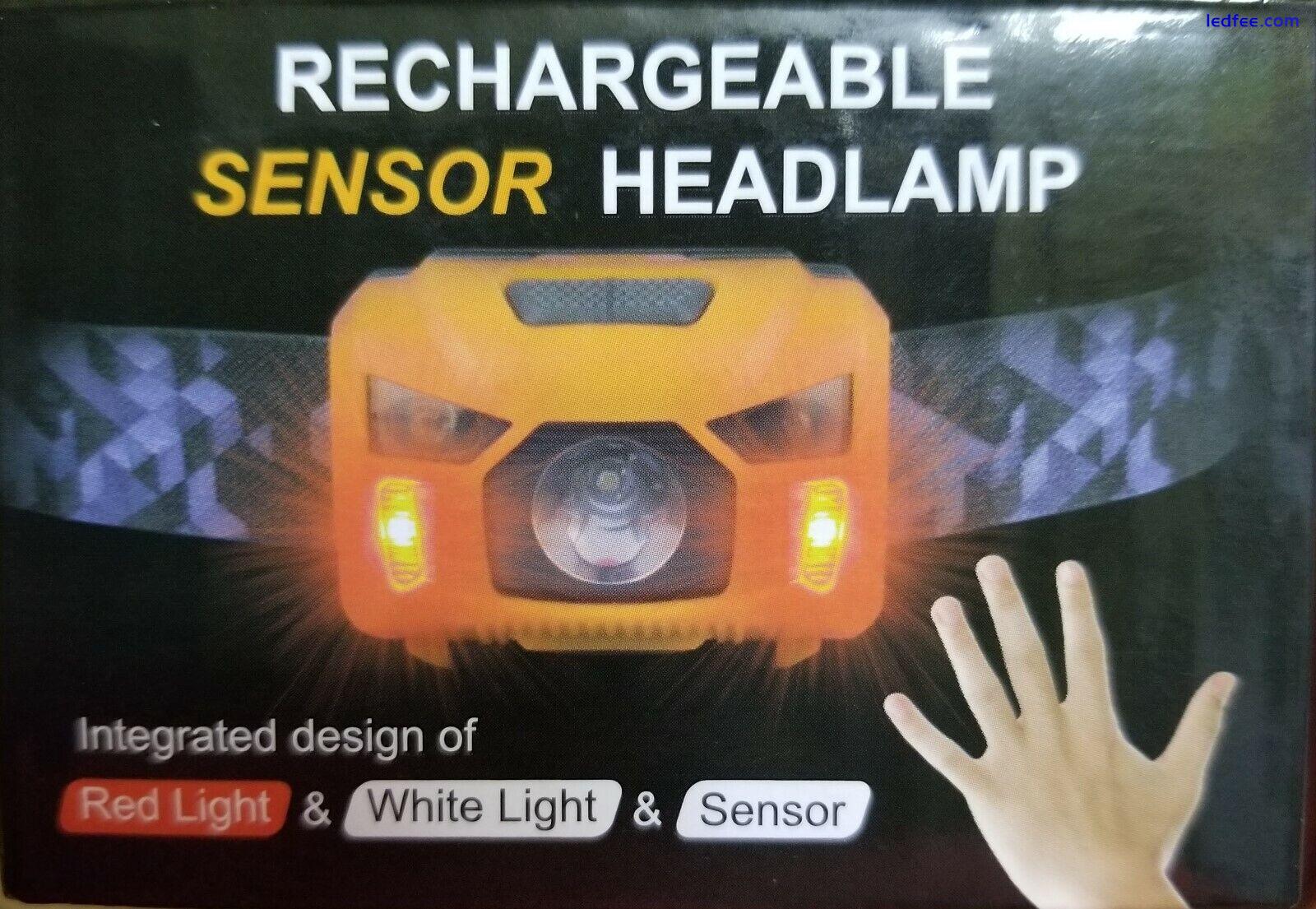 Ultra Bright LED Rechargeable Sensor Head Torch/Lamp/Headlight/ With Red Flash 2 