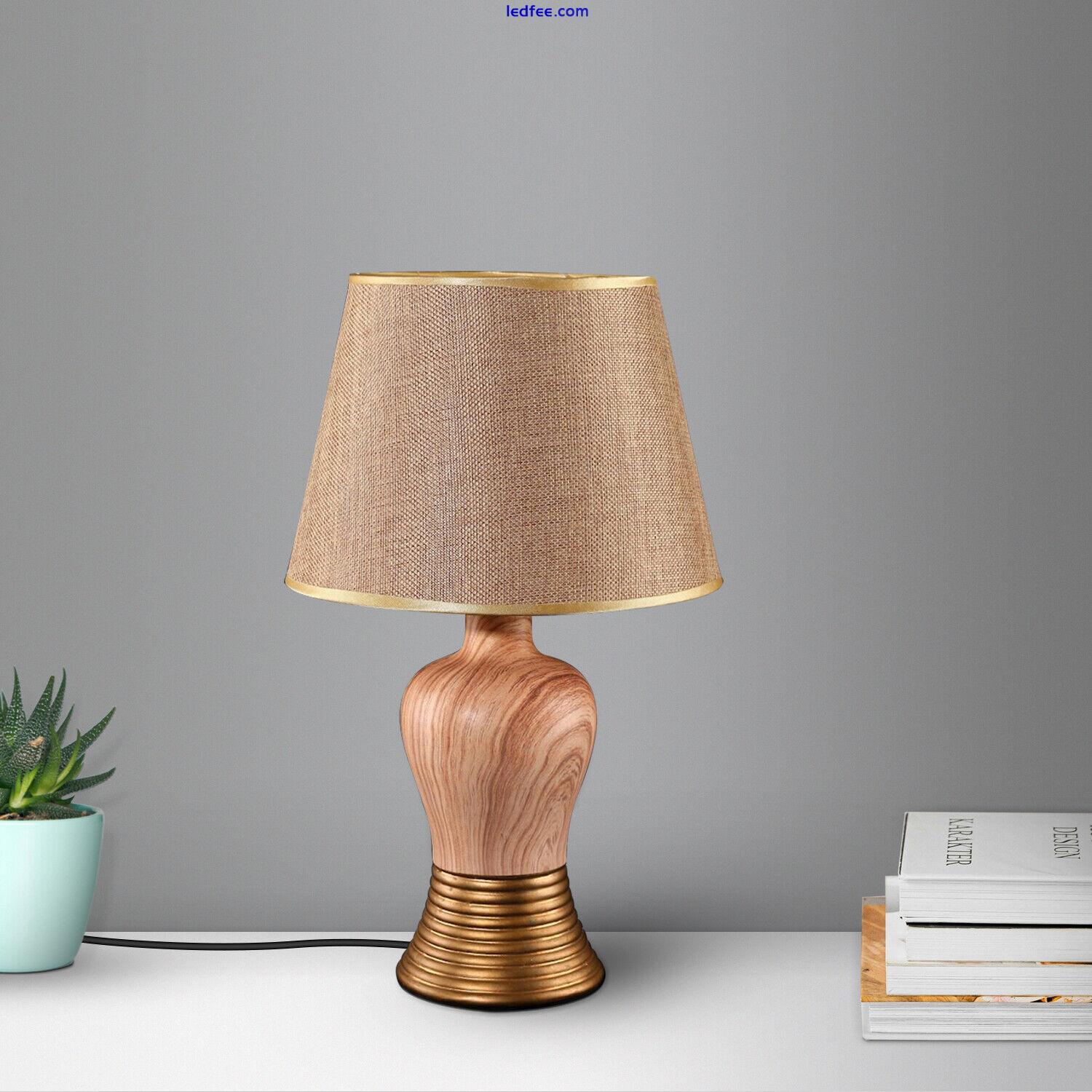 Table Lamp Ceramic Base Cream Fabric Shade Bedside Plug in Desk Light Modern E27 2 