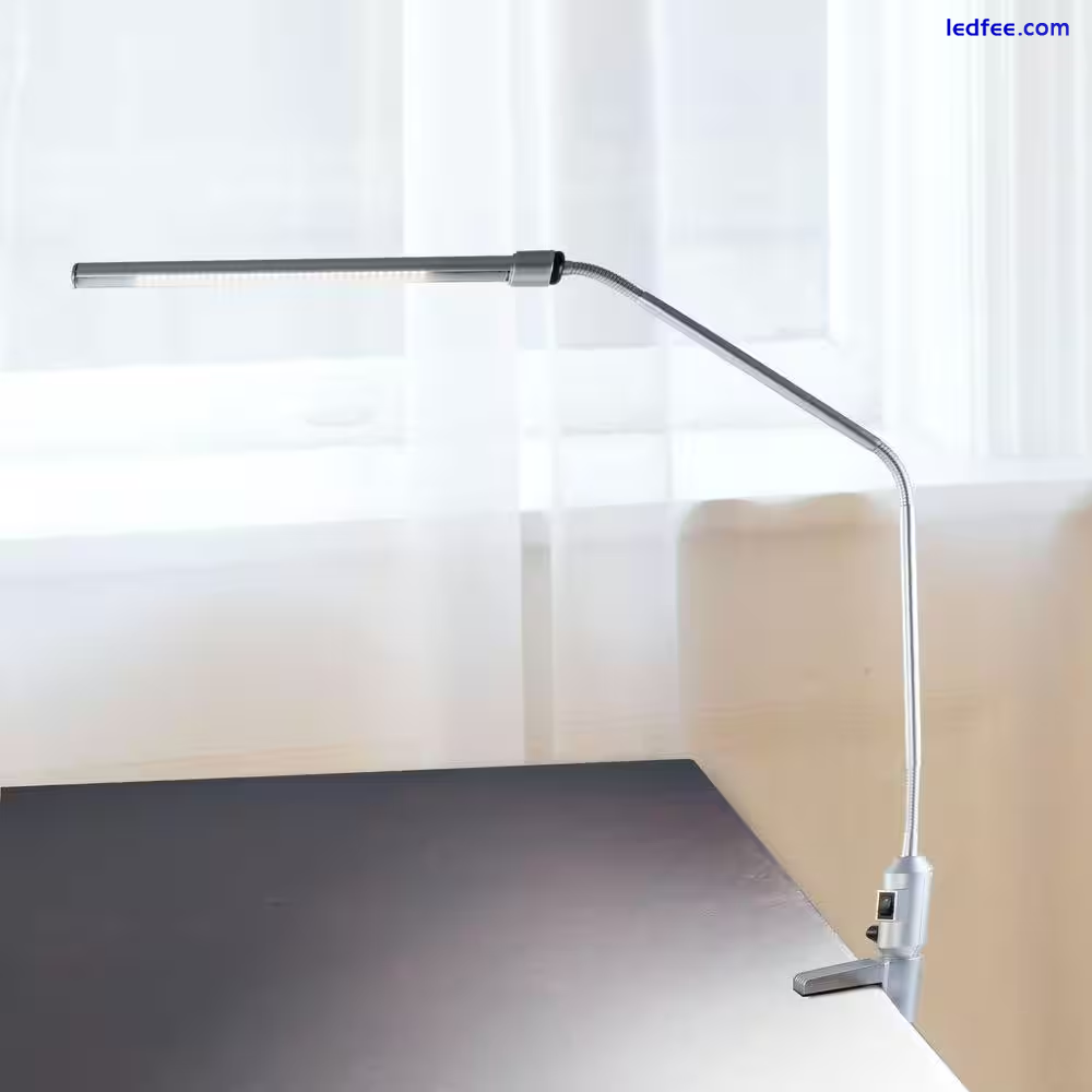 Lavish Home 41 inch Adjustable LED Clamp Desk Table Lamp Office Light, Silver 0 