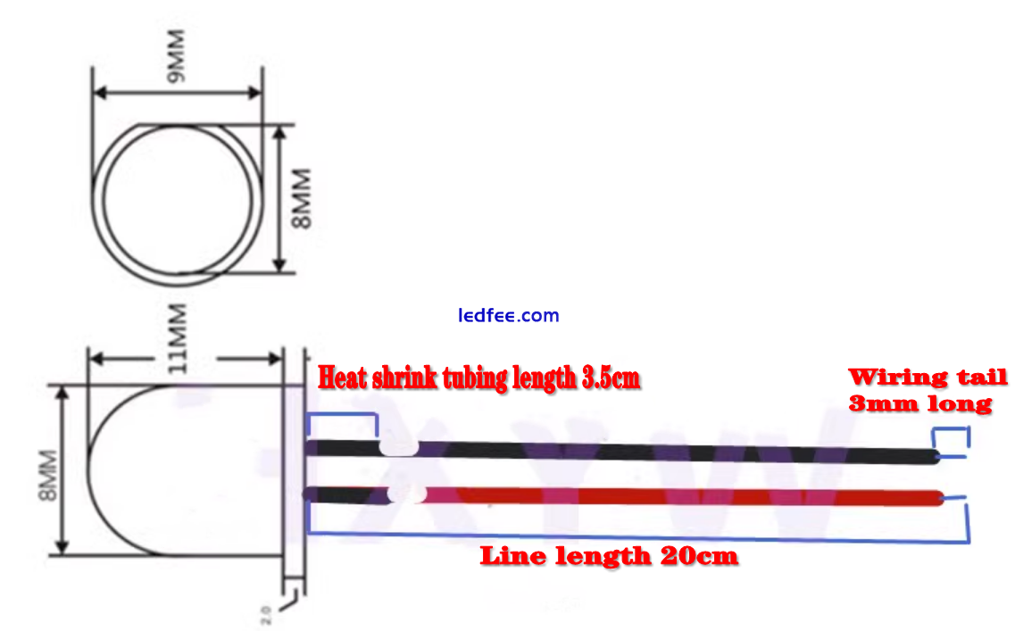 1pcs Round head 8mm Pre Wired LED light emitting diode beads flashing light 4 