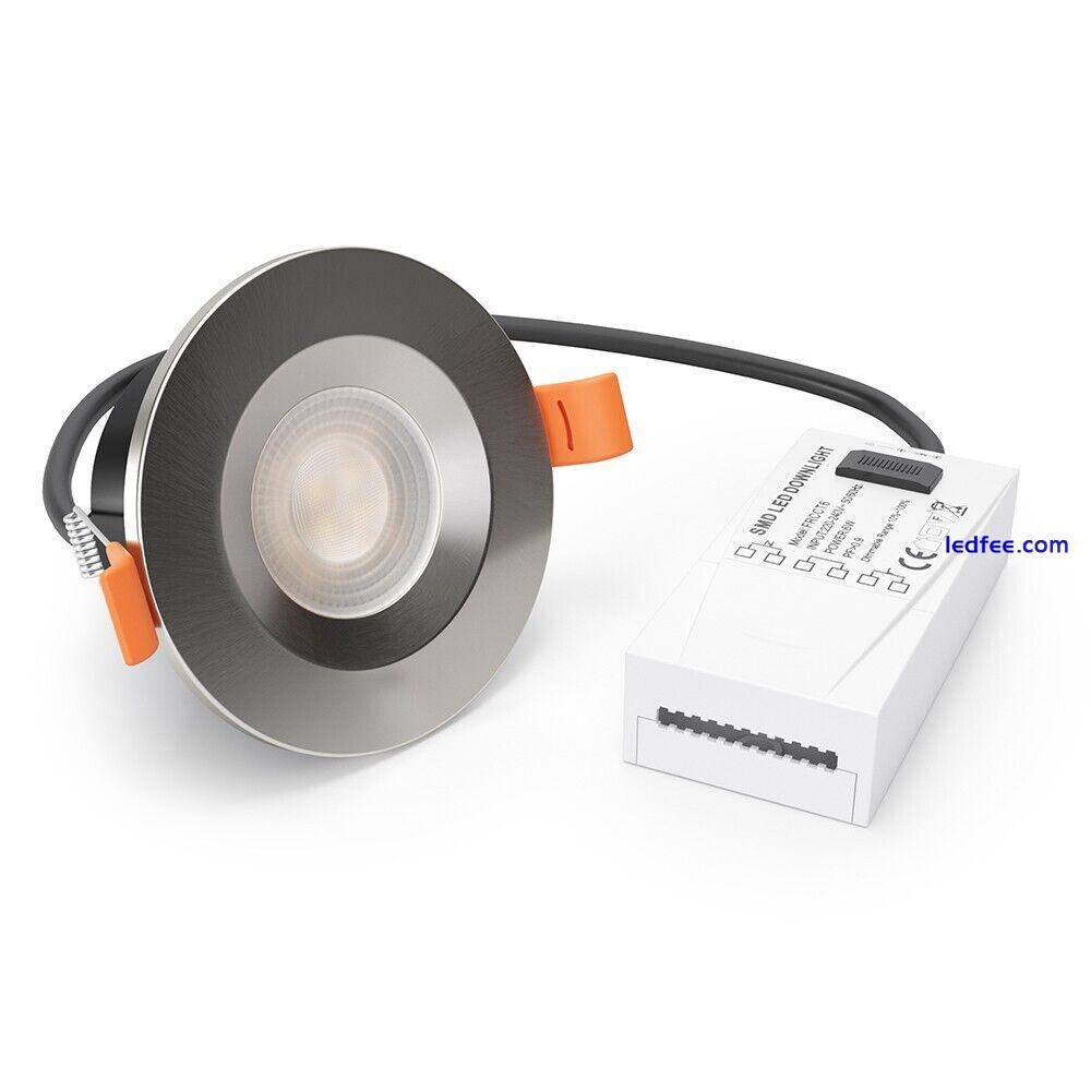 Fire Rated CCT LED Downlight IP65 Dimmable Chrome Spotlight Bathroom Ceiling 0 